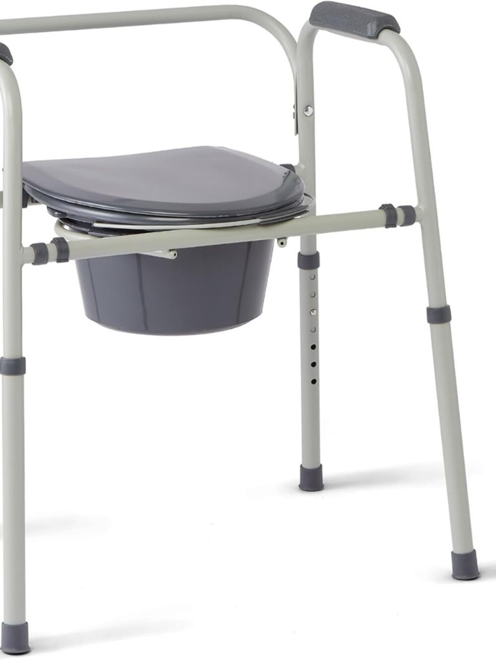 Medline 3-in-1 Steel Adjustable Bedside Commode w/ Microban Protection, Portable